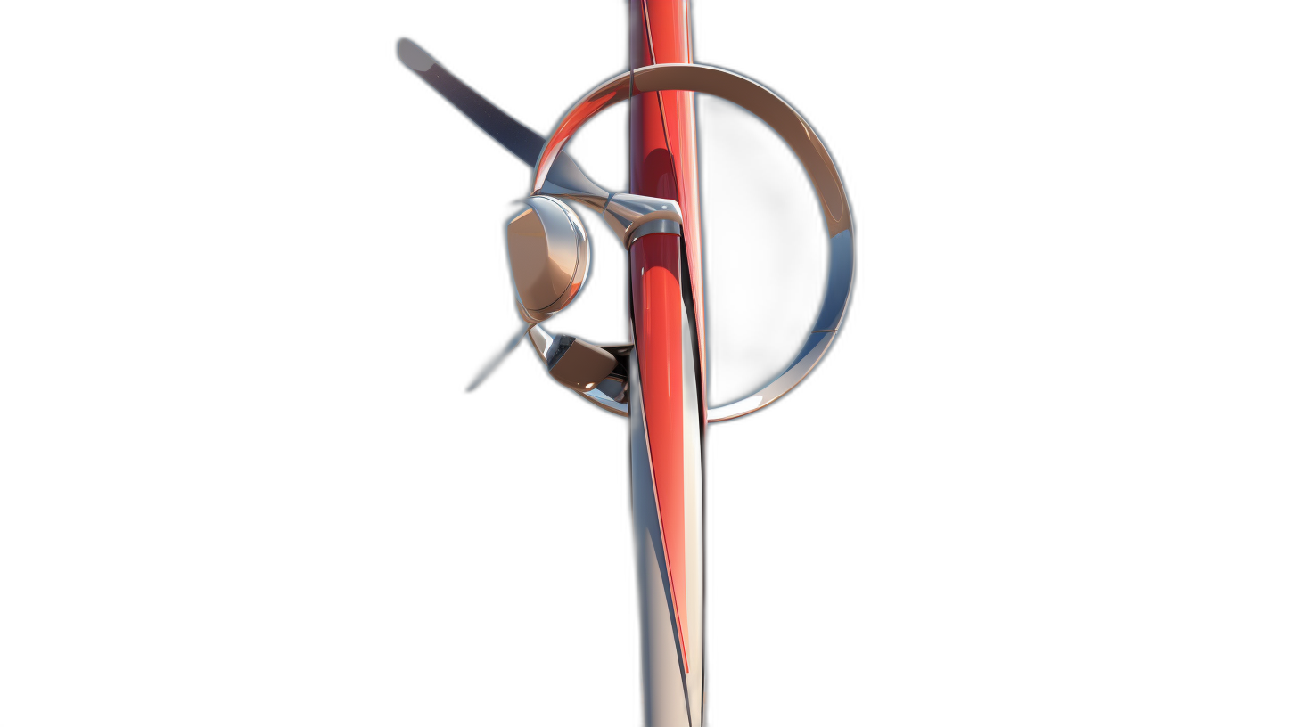 3D render of a steering wheel on a pole, using simple shapes with a minimalistic design and a red and silver color scheme against a black background, rendered in a hyper realistic style typical of octane rendering or cinema4D software like blender, in the style of 1980s design, with high resolution.