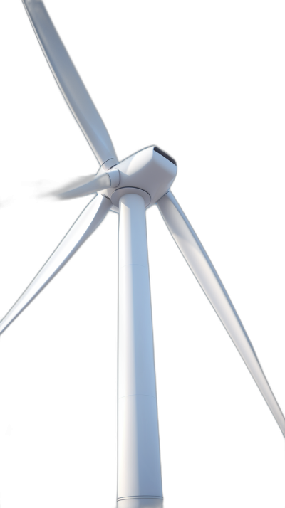 White wind turbine, closeup on black background, simple and clean style, C4D rendering, studio lighting, clear details, sharp focus, and high resolution. The camera angle is slightly elevated to highlight the detailed structure of each blade. This photo conveys power in nature's energy source.,,in