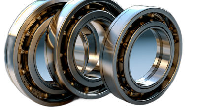 Three different types of ballbearings arranged in an array, showcasing their unique designs and materials on black background. Highresolution 3D rendering with focus on the inner rings, smooth metal surfaces, reflections, and intricate details.