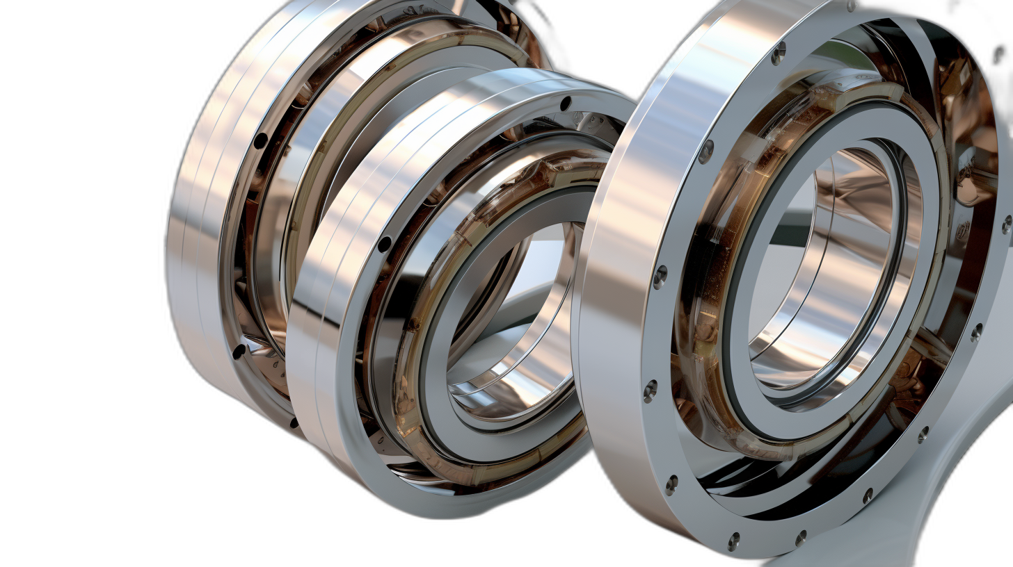 closeup of two chrome mechanical ball bearings on black background, hyper realistic, 3d render, unreal engine