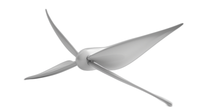 A wind turbine with wings like the shape of an airplane, white color on a black background, a simple and elegant style, rendered in the style of Cinema4D, minimalist sculptor, rendered in the style of blender, sharp focus, studio lighting, high resolution