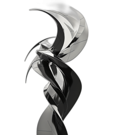 Abstract chrome sculpture of the female symbol, sleek and fluid design, on black background, highresolution, digital art style