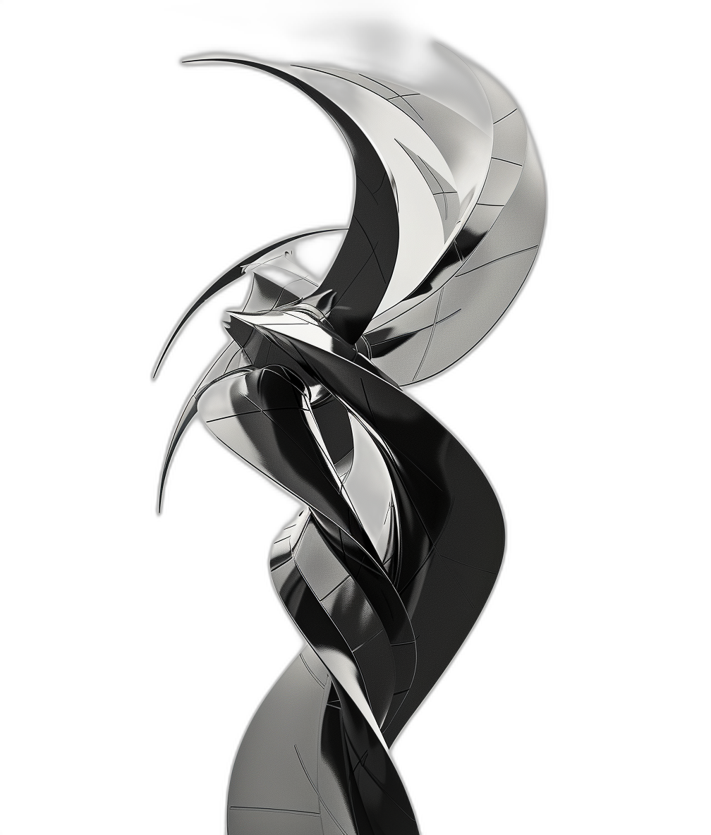 Abstract chrome sculpture of the female symbol, sleek and fluid design, on black background, highresolution, digital art style