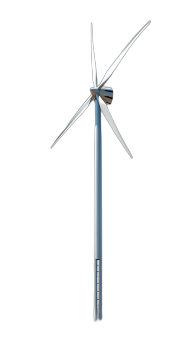 wind turbine, vector graphics, on a black background, 3D rendering, front view, white color, high resolution, high detail, high quality, high definition, high sharpness, high contrast, with high resolution and high details, in the style of high realism.