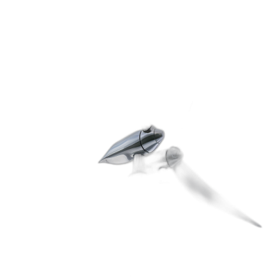 3D render of pen tip, chrome material, floating in a black background, spotlight in the center, minimalist style. The render is in the style of a 3D pen tip with a chrome material floating in a black background and a spotlight centered on the pen tip in a minimalist style.