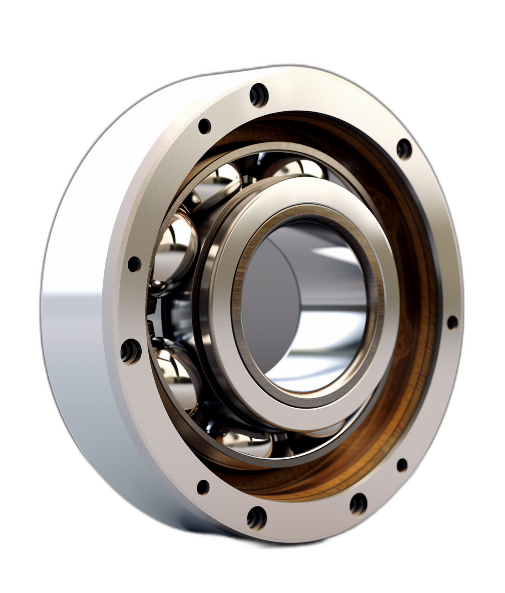 White and golden metal mechanical bearings with a black background, a hyper realistic photo of the highest quality product photography. Super detailed and super realistic in the style of a super wide angle with super sharp details, super high resolution and super high definition.