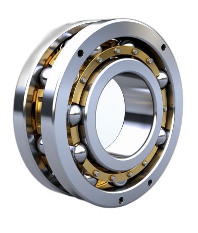 3d render of a modern ball and roller bearings with chrome finish, isolated on black background, hyper realistic