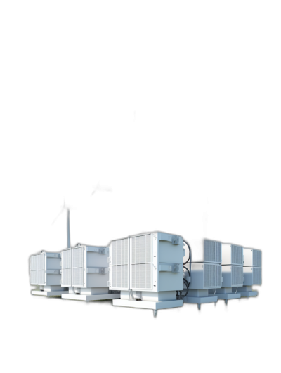 A white photovoltaic installation with multiple grid-shaped battery boxes stacked on top of each other, seen from the front and side, on a black background, rendered in a photorealistic, hyperrealistic, cinematic style, in the style of octane render.