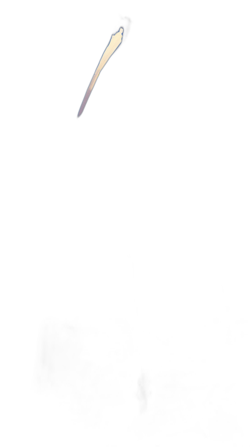 A white light is shining in the dark, a long knife floats above it against a simple black background in the style of minimalism with high resolution and high detail.