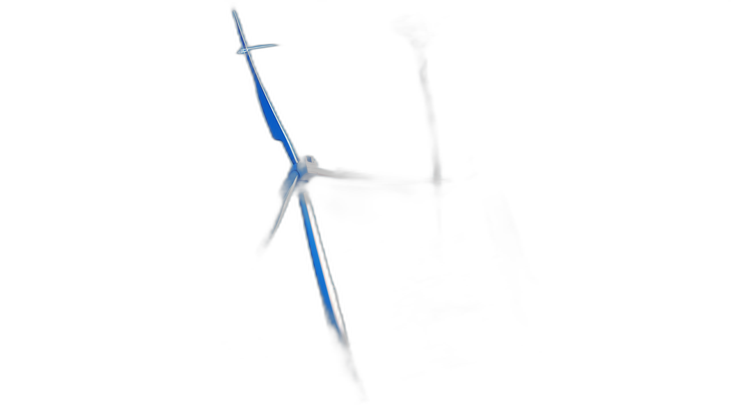 minimalist wind turbine in the dark, long exposure, black background, blue light and shadow, double exposure, photography in the style of hyper realistic