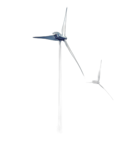 A wind turbine against a pure black background in a low angle shot with a futuristic style in high resolution on a minimalist background as a real photo with clear details playing with light and shadow, with no text on the screen or in front of it. The only visible part is its blades, which show their sharp edges and a sense of speed. A dark blue hue illuminates the entire scene. This scene symbolizes power source technology for sustainable energy production in the style of futuristic minimalism.