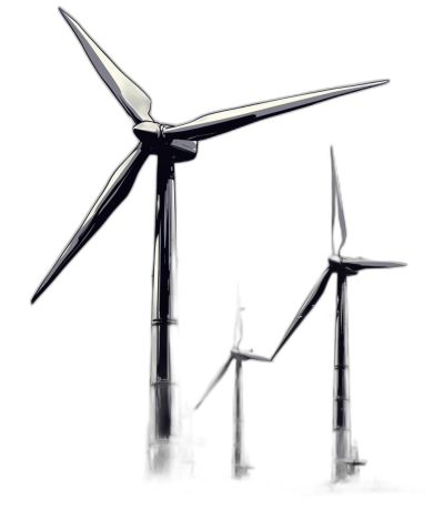 black background, three wind turbines, in style of futuristic metal chrome, isometric view, hyper realistic render , white light, low angle shot, ambient occlusion, cinematic lighting, high resolution photography, insanely detailed, fine details, isolated on black background, professional color grading, sharp focus