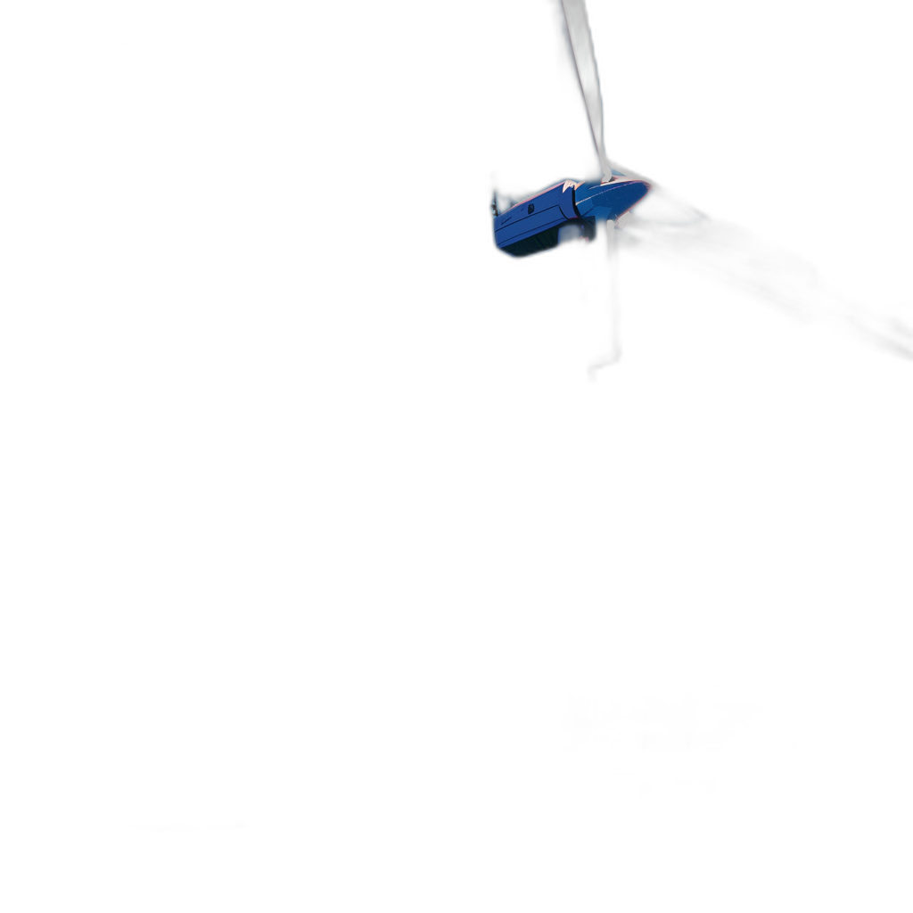 Close up of a small blue toy plane flying on a black background, in the style of shadowplay, dark.