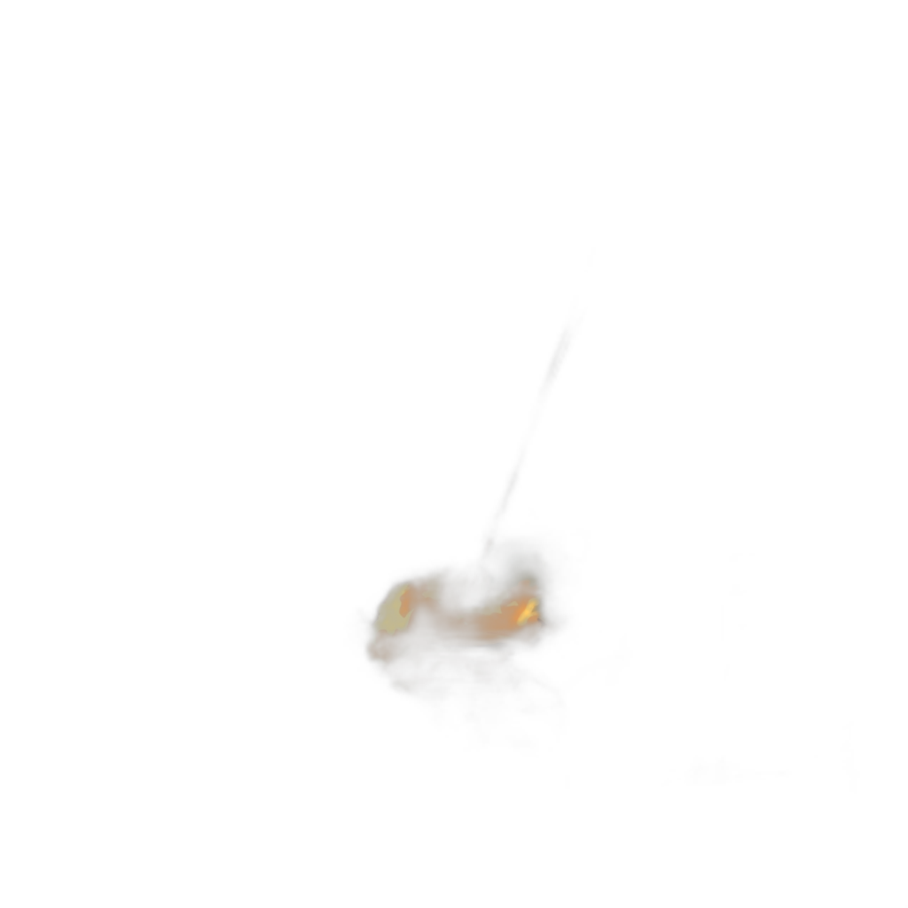 A small, glowing cloud of light on the left side of an all-black background. The cloud is shaped like an orange oval with yellow edges. It appears to be floating in darkness, creating a subtle contrast that makes it stand out prominently against its black surroundings. This cloud has a soft lighting effect as if being illuminated from within. There seems to be some depth or distance between it and everything else around it, giving it an ethereal appearance.