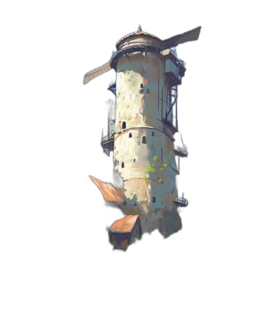 pixel art of windmill tower, isometric view, black background, in the style of [Atey Ghailan](https://goo.gl/search?artist%20Atey%20Ghailan) and [John Singer Sargent](https://goo.gl/search?artist%20John%20Singer%20Sargent)