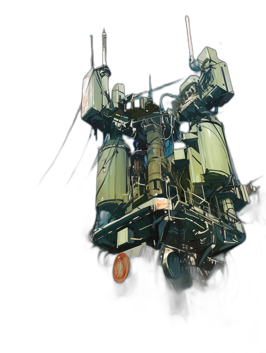 A mech robot is hanging on the side of an oil tanker, in the style of anime, with a dark background and high contrast, using digital art techniques to create detailed textures. It features green tones and has many wires connecting it to its body. The central composition creates a strong sense of perspective. in the style of [Moebius](https://goo.gl/search?artist%20Moebius), [Hiroshi Yoshida](https://goo.gl/search?artist%20Hiroshi%20Yoshida), kawase hasui, amano, with highly detailed illustrations, anime, cyberpunk themes, against a dark background, at high resolution and with high detail.