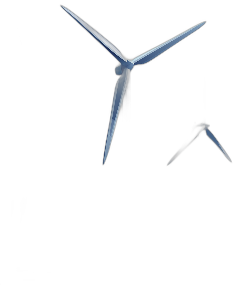 minimalist wind turbines flying in the air on black background, low angle shot, closeup, 3d render, simple design, pixar style,