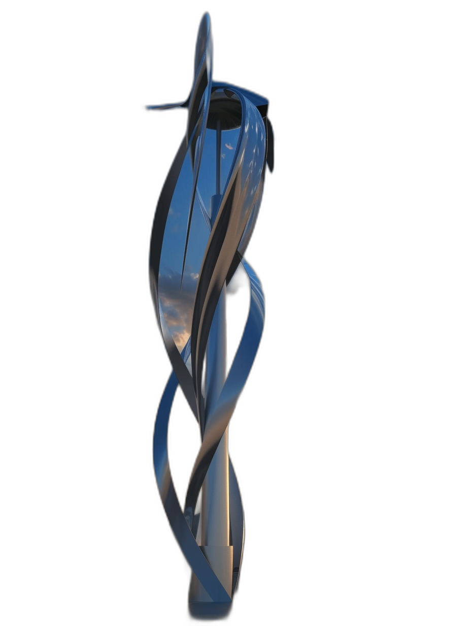 A medical caduceus, a modern ribbonshaped symbol of healing and fortune, made from polished steel with chrome highlights on the ends of each tentacle, set against an allblack background. The metal should have a reflective surface that reflects light to highlight its sleek design. It is positioned at about eye level, with no shadows or reflections visible in front of it. This image was created using C4D software with Octane Render for rendering.