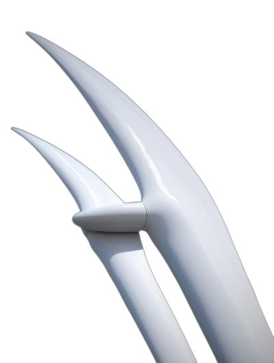 White wind turbines, closeup of the blades against black background, hyperrealistic, product photography, high resolution