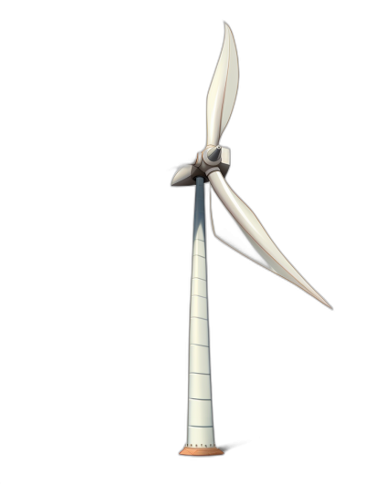 White wind turbine, simple style, cartoon, black background, 3D rendering, minimalist design, high resolution, high detail, high quality, sharp focus, high definition, clear image, in the style of high clarity