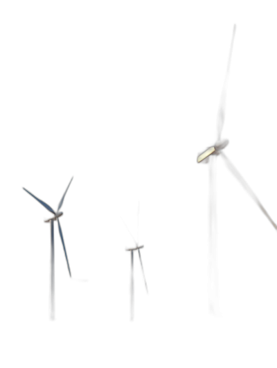 3 wind turbines on a black background, illuminated in the style of a flashlight, minimalist, photorealistic, cinematic, shot with a Sony Alpha A7 III camera.