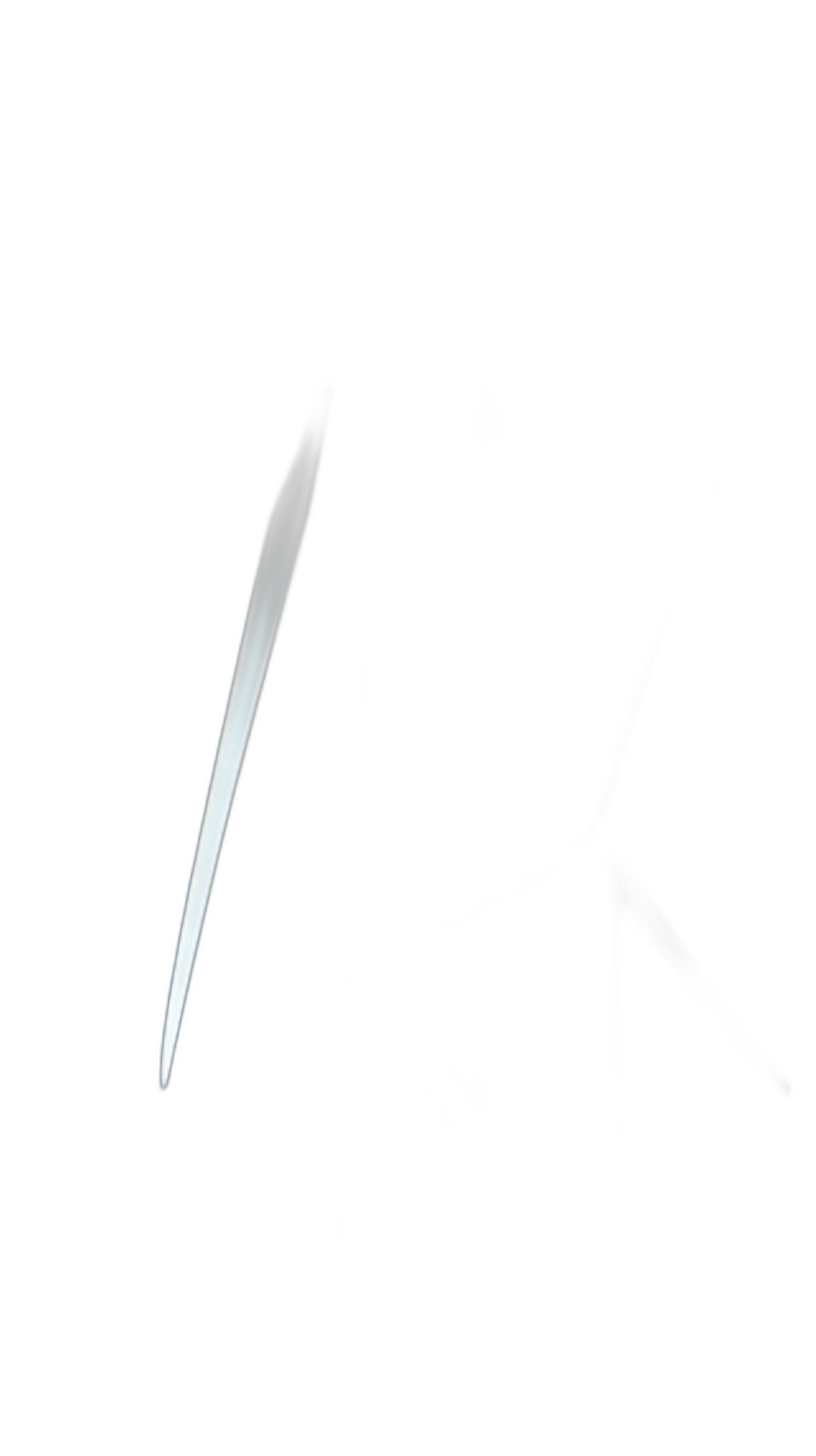 A white light on the left side of an all-black background is reflected in the style of a long, curved blade in profile, as if it were being used to shatter something. The camera angle captures only part of that blade, focusing on its shape and details. This scene emphasizes both lighting effects and product design elements.