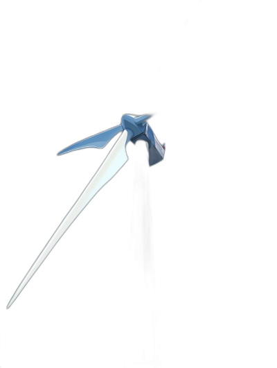 A simple and minimalistic origami windmill, created from paper with blue edges on a black background in a low angle shot, with macro photography.