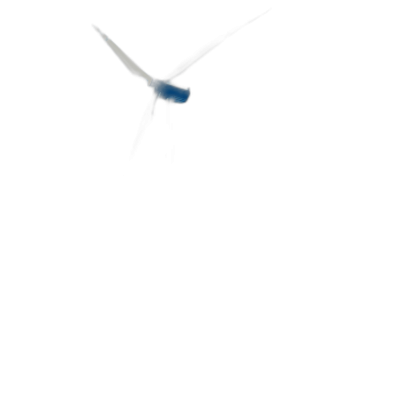 a blue glowing flying drone in the pitch black sky, low angle shot, dark black background, minimalist, simple, clean