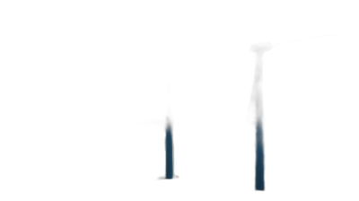 A vertical AI illustration of two blue pillars in the darkness, designed to represent an abstract representation of night and day, set against black background for dramatic effect