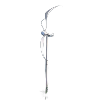 A silver glowing wand with smoke coming out of the tip, floating in black space against a solid background. The wand is sleek and slender, with intricate designs along its length that give it an elegant appearance. It is positioned at one end of the frame against a dark backdrop, creating contrast between light and shadow. This scene emphasizes the unique shape and design features of the wand while highlighting its mystical glow in the style of a magical artist.