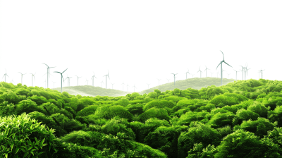 White background, green hills covered with wind turbines and tea trees, realistic photo, high resolution, high quality, high detail, sharp focus, no blur effect, no bokeh effects, super detailed, hyperrealistic, hyperdetailed, superrealistic, supersharp focus, shot on Nikon D850 camera using the best lens.