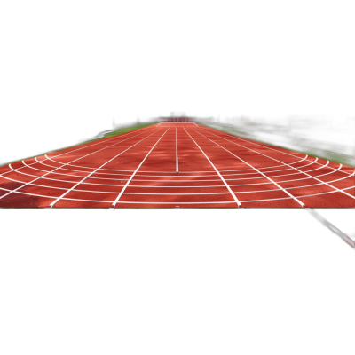 A track and field race track, red with white lines on black background, front view, high resolution, high quality, high detail, cinematic,