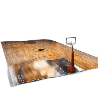 3d rendering of basketball court isolated on black background, low angle shot, high resolution photography, insanely detailed, natural lighting, stock photo