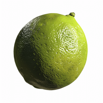 Lime, realistic photo, high resolution, white background, full view of lime, front facing, studio lighting, hyperrealistic, 3D render octane, isolated on the edges, no shadows, no shadow effect, no reflection.