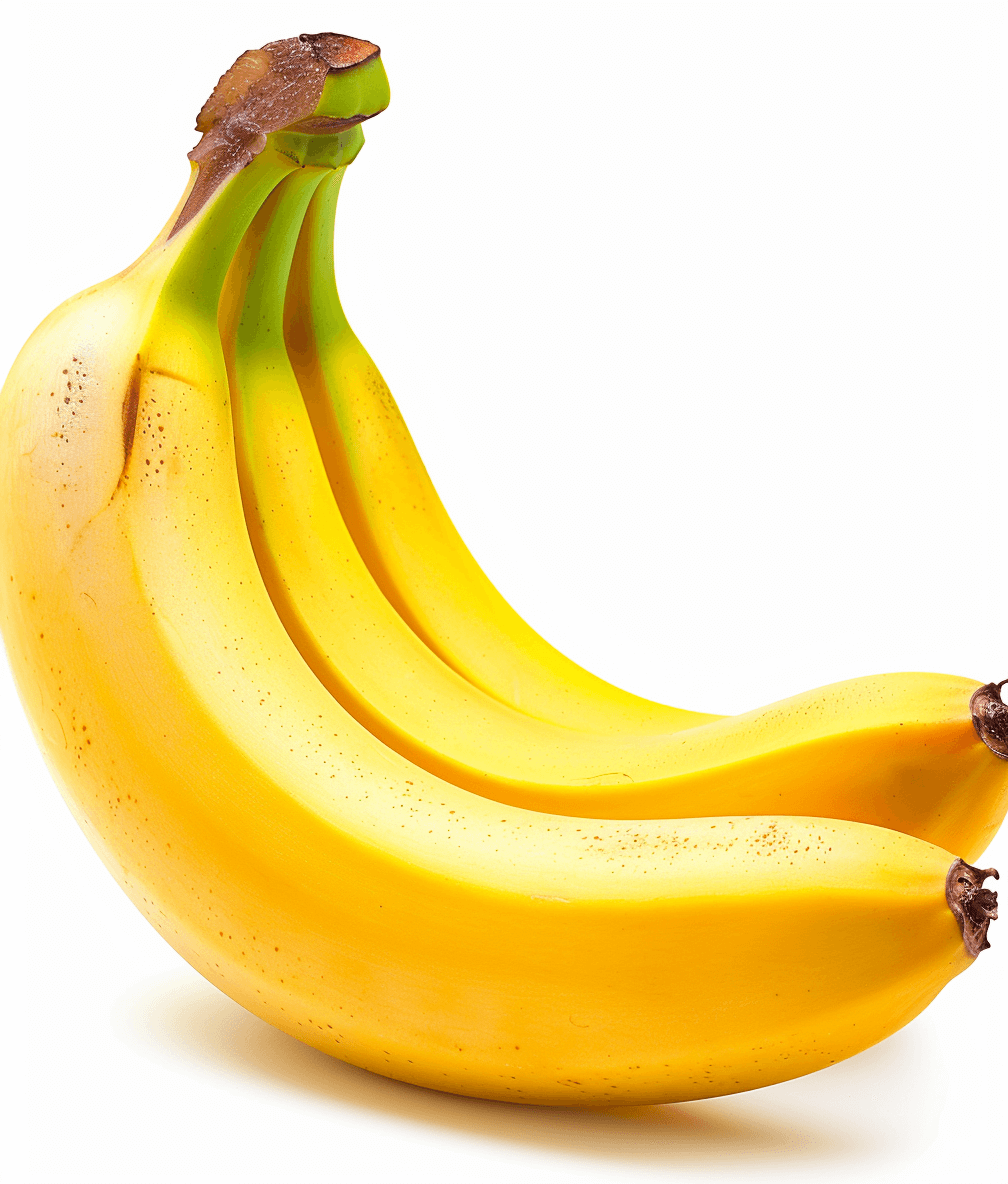 A bunch of bananas isolated on a white background, in a close up photograph, in a high resolution photograph, in a professional photograph, in high definition, in an ultra detailed style.