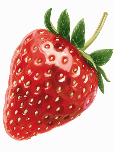 strawberry clipart, realistic illustration, white background