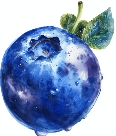 Watercolor Blueberry clipart with a white isolated background in the style of hd.