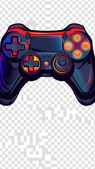 game controller, vector illustration, cartoon style, white background, png transparent