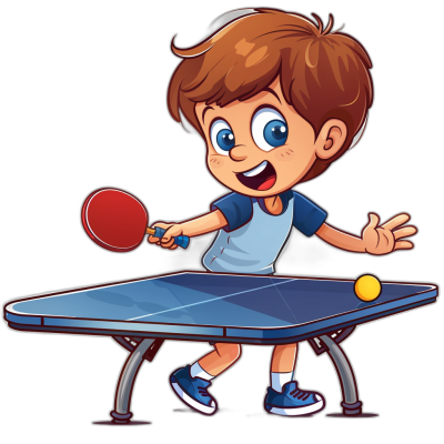 cartoon kid playing table tennis, vector illustration for t-shirt design , isolated on black background