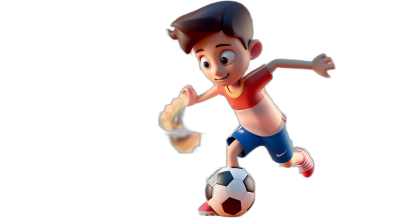 A cartoon character playing football, 3D rendering in the style of Disney, black background, full body shot, cartoon characters, in the style of Disney animation, high resolution