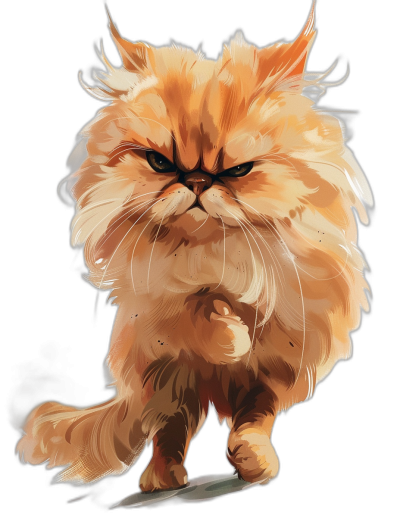 An angry Persian cat in the style of [Studio Ghibli](https://goo.gl/search?artist%20Studio%20Ghibli), anime illustration, full body portrait, isolated on a black background, digital art in the style of [WLOP](https://goo.gl/search?artist%20WLOP) and Daniel F Gerhartz.