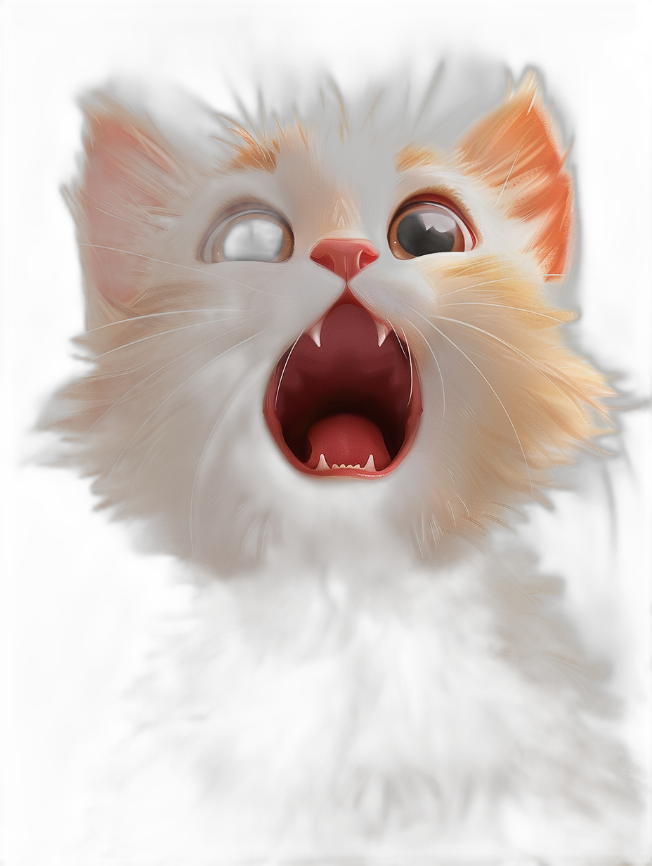 front view, surprised happy cute kitten with open mouth, in the style of Disney Pixar, black background, very detailed, digital art in the style of [WLOP](https://goo.gl/search?artist%20WLOP) and disney, 3D render, hyper realistic