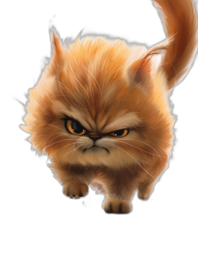 front view of a cute persian cat looking angry, against a black background, vector art in the style of Pixar, Disney, [Atey Ghailan](https://goo.gl/search?artist%20Atey%20Ghailan) and [Artgerm](https://goo.gl/search?artist%20Artgerm).