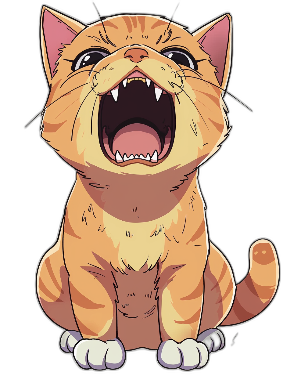 vector design of an excited cat, isolated on a black background, in the style of [Studio Ghibli](https://goo.gl/search?artist%20Studio%20Ghibli) and [Makoto Shinkai](https://goo.gl/search?artist%20Makoto%20Shinkai)’s anime