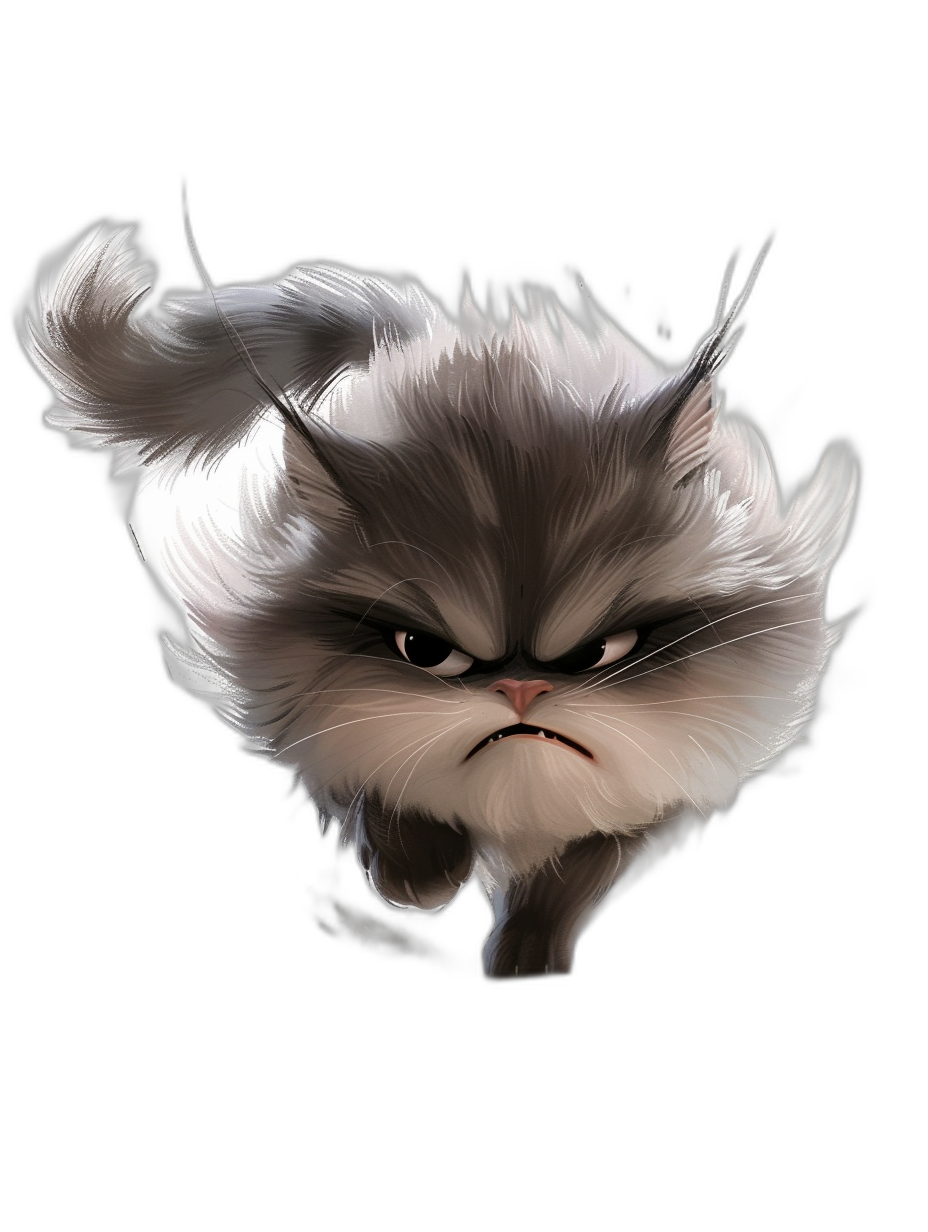 cartoon style angry cat, black background, vector art, digital painting, fantasy, concept art in the style of [Artgerm](https://goo.gl/search?artist%20Artgerm) and [Greg Rutkowski](https://goo.gl/search?artist%20Greg%20Rutkowski) and [Studio Ghibli](https://goo.gl/search?artist%20Studio%20Ghibli)