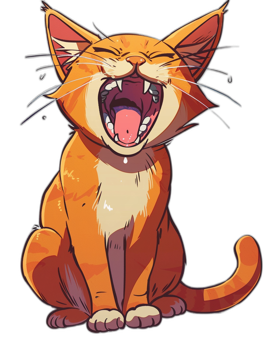 vector design of an orange cat laughing on a black background, in the style of [Studio Ghibli](https://goo.gl/search?artist%20Studio%20Ghibli) and [Makoto Shinkai](https://goo.gl/search?artist%20Makoto%20Shinkai)’s anime works.