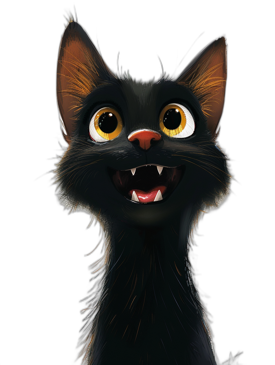 smiling cute black cat with big eyes in the style of Disney Pixar, black background, digital art in the style of rossdraws and [Greg Rutkowski](https://goo.gl/search?artist%20Greg%20Rutkowski) and [Magali Villeneuve](https://goo.gl/search?artist%20Magali%20Villeneuve)