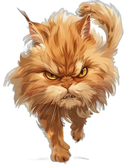 vector cartoon illustration of an angry persian cat, isolated on black background, digital art in the style of [WLOP](https://goo.gl/search?artist%20WLOP) and [Artgerm](https://goo.gl/search?artist%20Artgerm), fantasy style