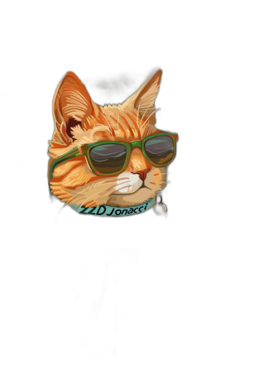 An orange cat with green sunglasses, smoking a cigar, smiling and showing its teeth on a black background. The text "Dj dumbass" is written in white font below the head of the ginger kitten, in the style of a cartoon.