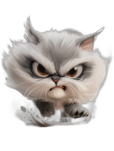 cartoon white persian cat, angry face, disney style cartoon, black background, digital art in the style of [Artgerm](https://goo.gl/search?artist%20Artgerm) and in the style of [Greg Rutkowski](https://goo.gl/search?artist%20Greg%20Rutkowski) and in the style of [Alphonse Mucha](https://goo.gl/search?artist%20Alphonse%20Mucha)